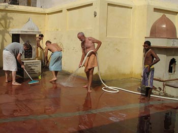 Cleaning Samadhi Garden  Area